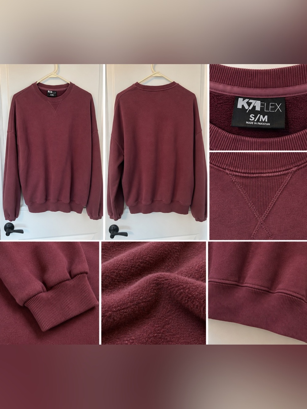 POPFLEX Active Cloud Crewneck Sweater in Merlot - S/M - Oversized Fleece